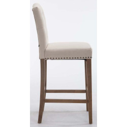 Lot de 2 tabourets de bar Louise en tissu crème clair antique