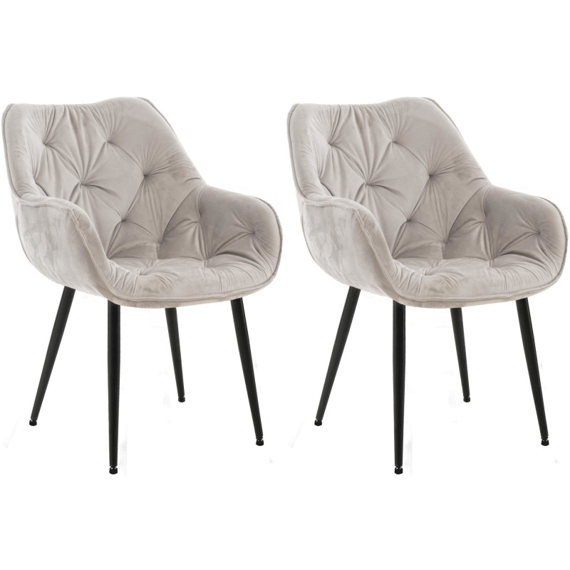 Lot de 2 chaises en velours Tanna gris