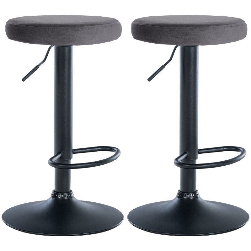 Lot de 2 tabourets de bar Ponte velours gris foncé