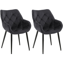 Lot de 2 chaises Tanna en velours noir