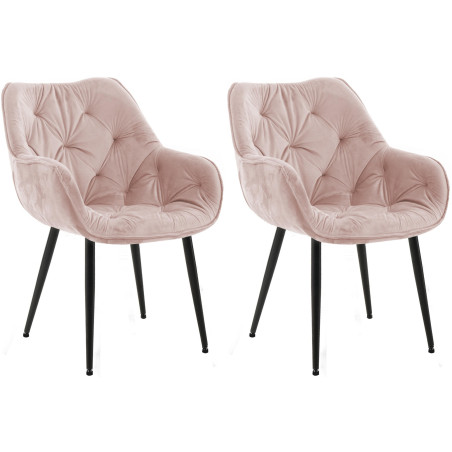Ensemble de 2 chaises Tanna en velours rose