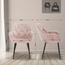 Lot de 2 chaises Tanna en velours rose