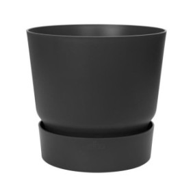 ELHO Pot de fleurs rond Greenville 25 - Extérieur - Ш 24,48 x H 23,31 cm - Vivre noir