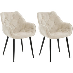 Ensemble de 2 fauteuils Tanna en velours crème