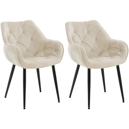 Lot de 2 chaises Tanna en velours crème