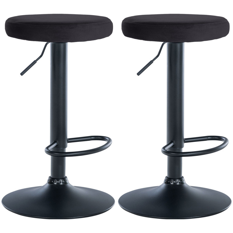 Lot de 2 tabourets de bar Ponte velours noir