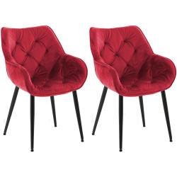 Lot de 2 chaises Tanna en velours rouge