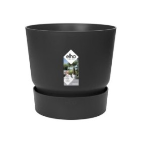 ELHO Pot de fleurs rond Greenville 25 - Extérieur - Ш 24,48 x H 23,31 cm - Vivre noir