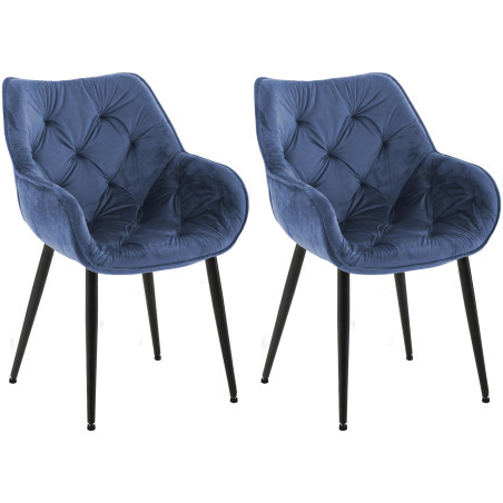 Ensemble de 2 chaises Tanna en velours bleu