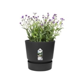 ELHO Pot de fleurs rond Greenville 25 - Extérieur - Ш 24,48 x H 23,31 cm - Vivre noir