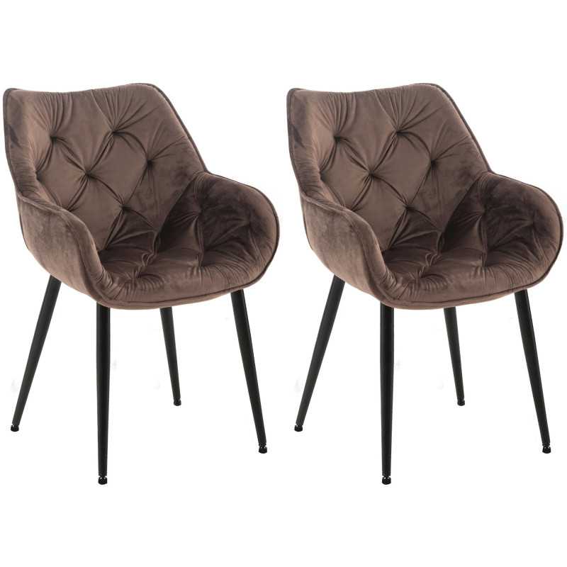Lot de 2 chaises Tanna en velours marron