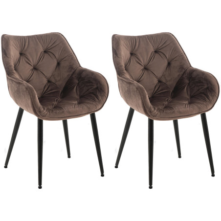 Ensemble de 2 chaises Tanna en velours marron