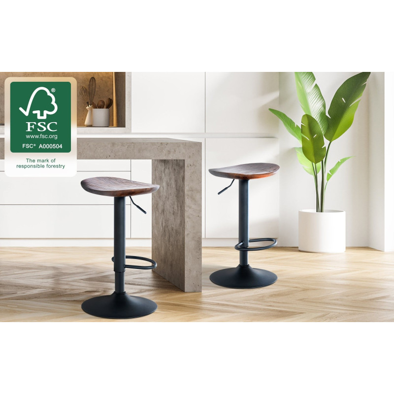 Tabouret de bar Skelde noyer