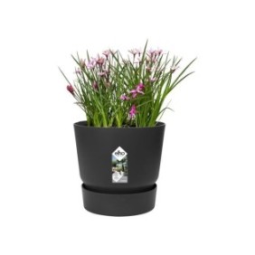 ELHO Pot de fleurs rond Greenville 25 - Extérieur - Ш 24,48 x H 23,31 cm - Vivre noir