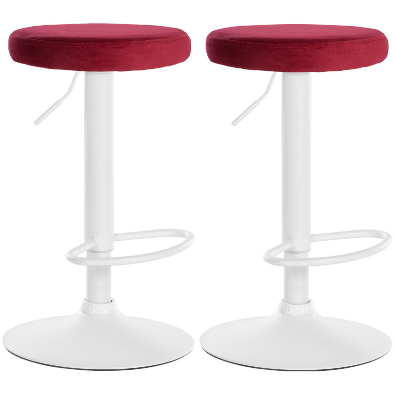 Lot de 2 tabourets de bar Ponte velours rouge