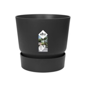 ELHO Pot de fleurs rond Greenville 30 - Extérieur - Ш 29,5 x H 27,8 cm - Vivre noir