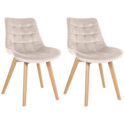 Lot de 2 chaises Brook velours crème