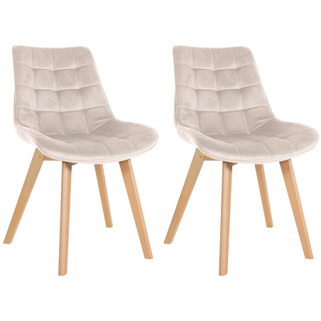 Lot de 2 chaises Brook velours crème