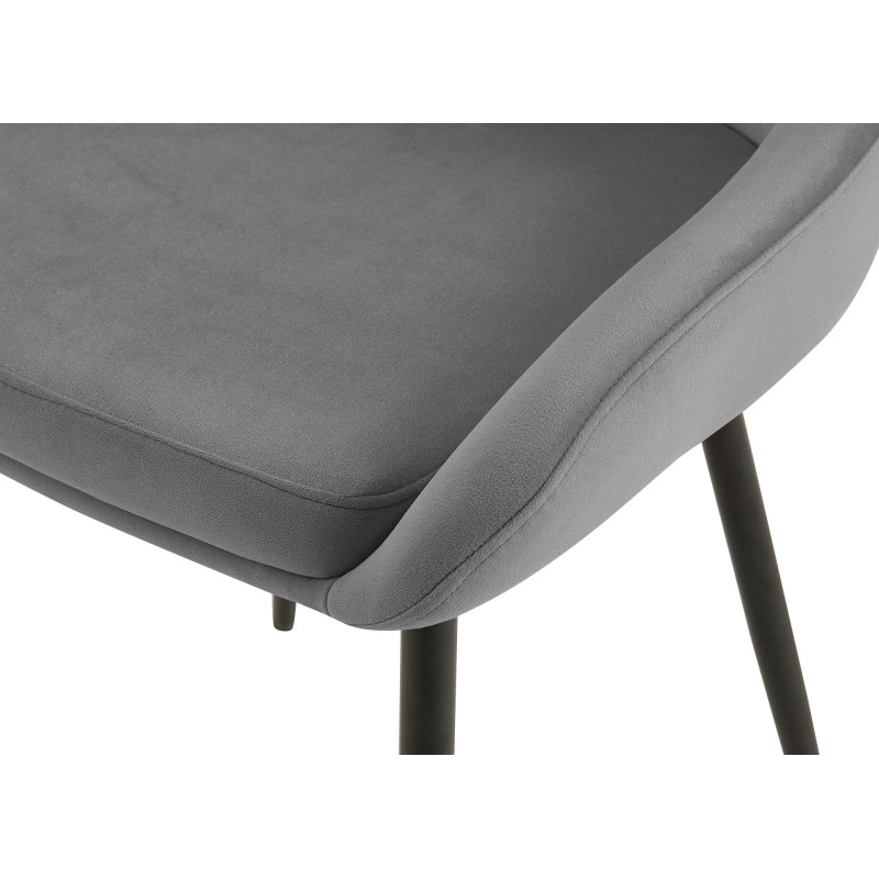 Chaise de salle à manger Elmira en velours, noir et gris foncé