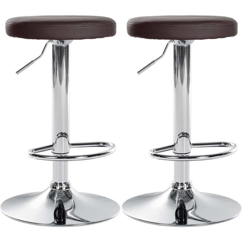 Lot de 2 tabourets de bar Ponte simili cuir chromé brun