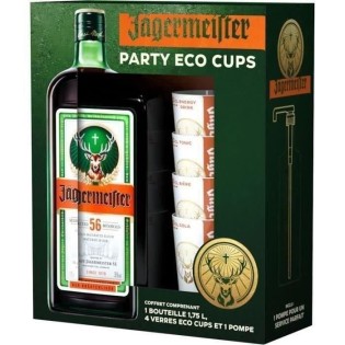 Coffret PartyPack - Liqueur Jägermeister 35,0% Vol. 175cl + 4 verres éco-cups + 1 pompe