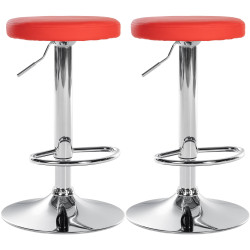 Lot de 2 tabourets de bar Ponte simili cuir chromé rouge