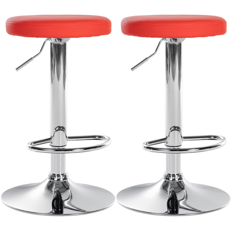 Lot de 2 tabourets de bar Ponte simili cuir chromé rouge