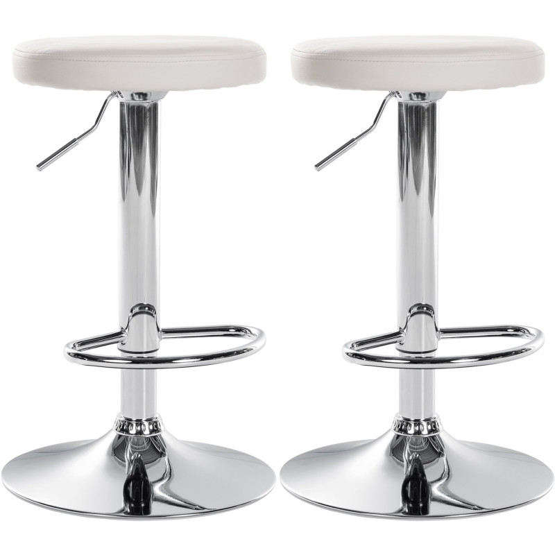Lot de 2 tabourets de bar Ponte simili cuir chromé blanc
