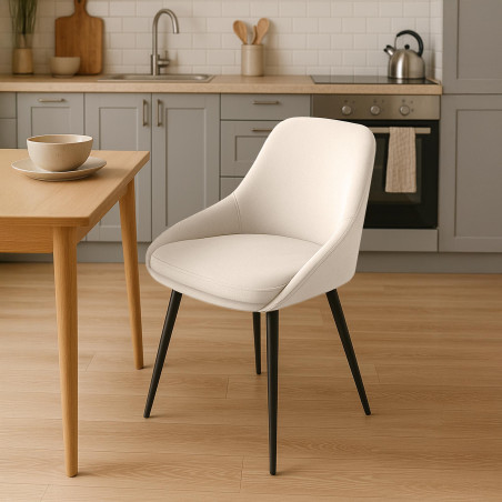 Chaise de salle à manger Elmira en velours noir crème