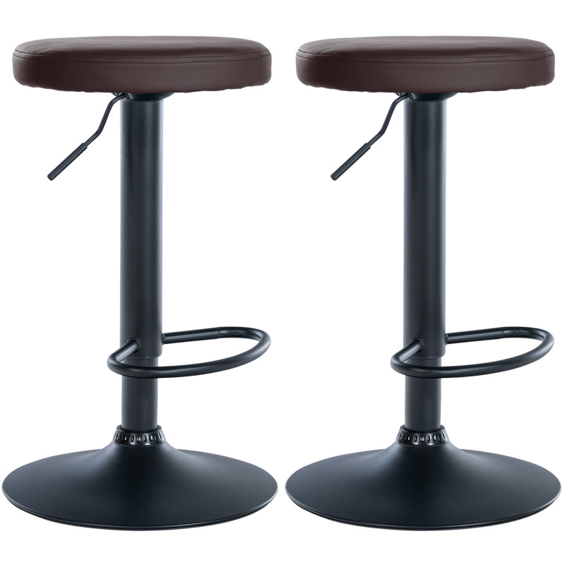 Lot de 2 tabourets de bar Ponte simili cuir brun