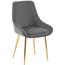 Chaise de salle à manger Elmira en velours doré gris foncé