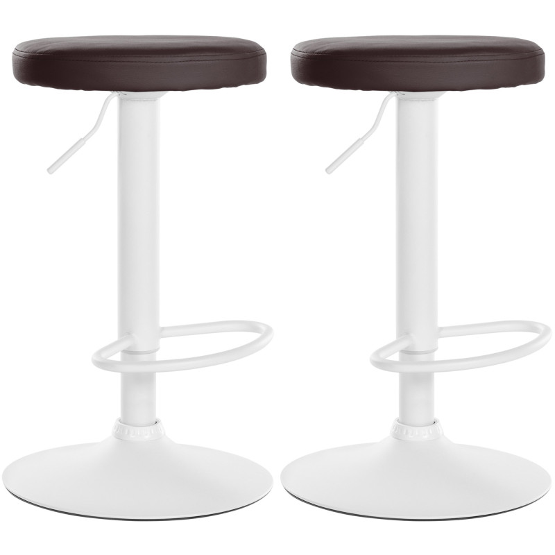 Lot de 2 tabourets de bar Ponte, simili cuir brun