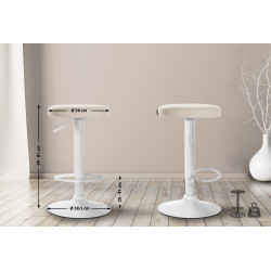 Lot de 2 tabourets de bar Ponte, simili cuir crème