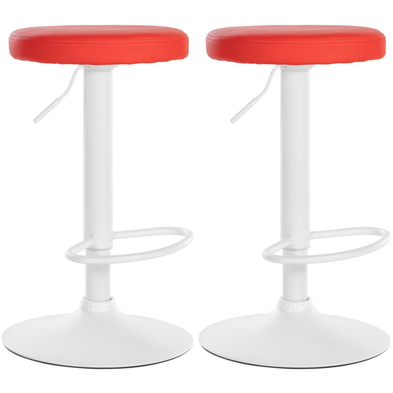 Lot de 2 tabourets de bar Ponte, simili cuir rouge