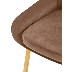 Chaise de salle à manger Elmira en velours doré marron