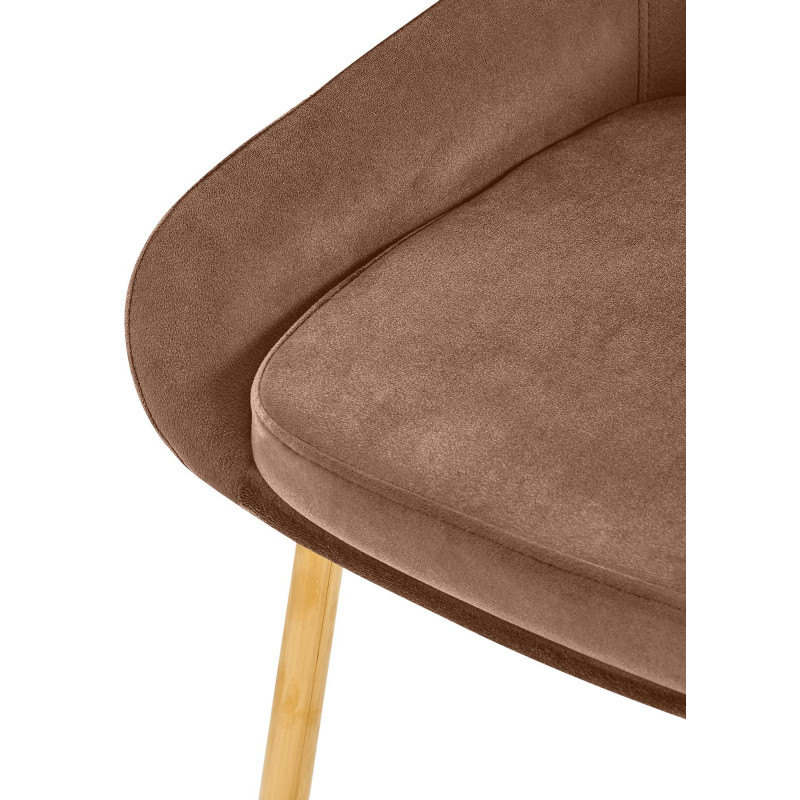 Chaise de salle à manger Elmira en velours doré marron