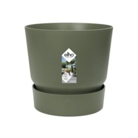 ELHO Pot de fleurs rond Greenville 25 - Extérieur - Ш 24,48 x H 23,31 cm - Vert feuille