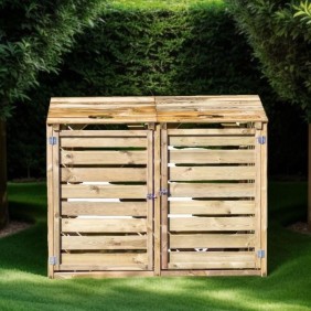 Cache-poubelles - JARDIN SAUVAGE - Bois pin autoclavé 100 % FSC - 150 x 90 x 120 cm