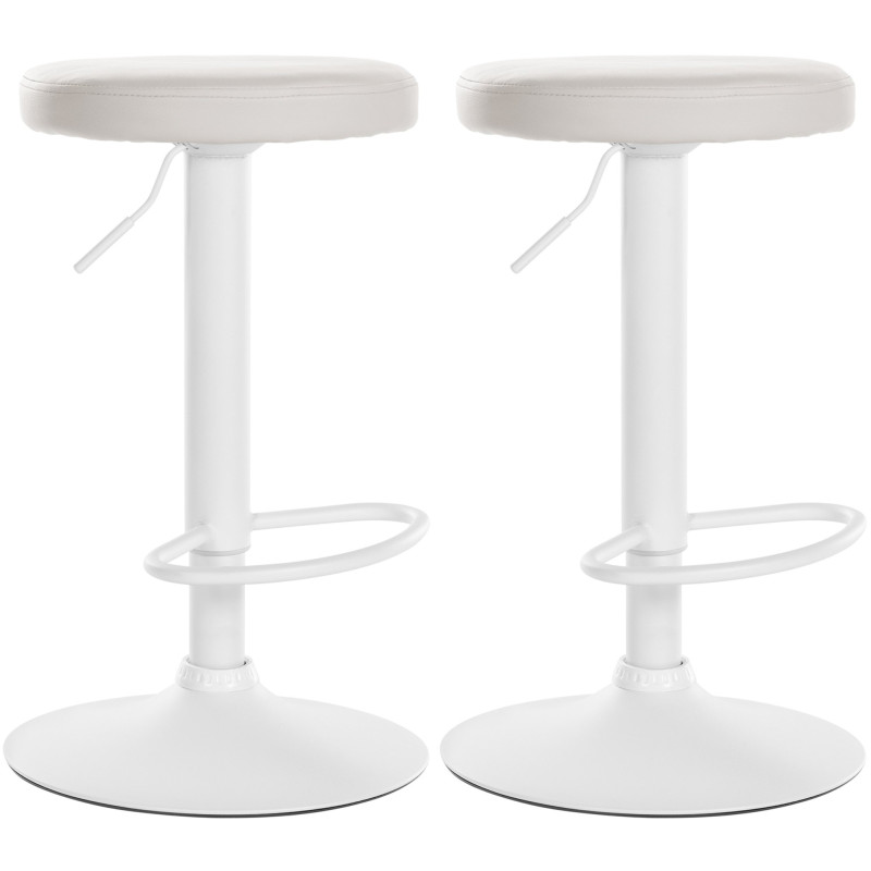 Lot de 2 tabourets de bar Ponte, simili cuir blanc