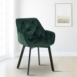 Chaise de salle à manger Antigo en velours vert