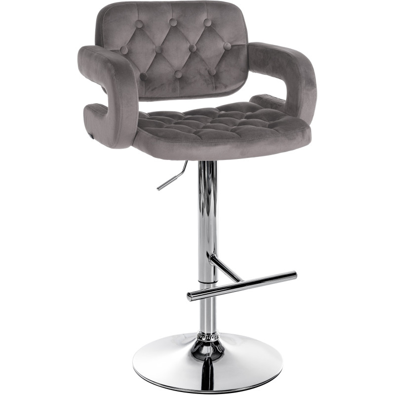 Tabouret de bar en velours chromé Dublin gris