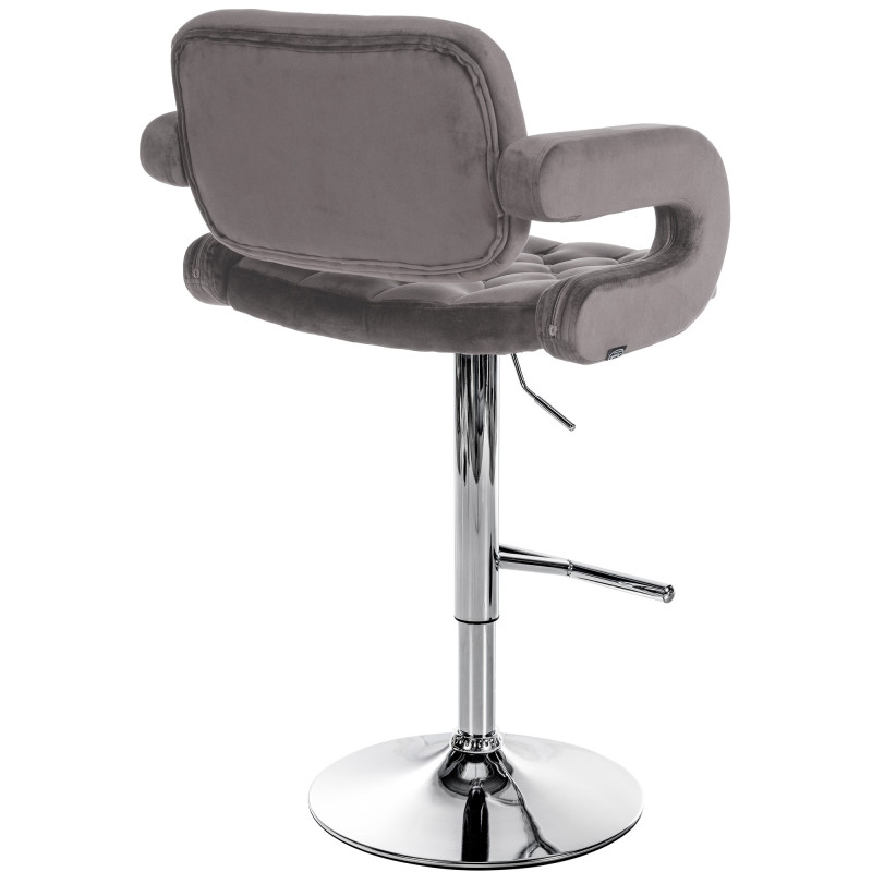 Tabouret de bar en velours chromé Dublin gris