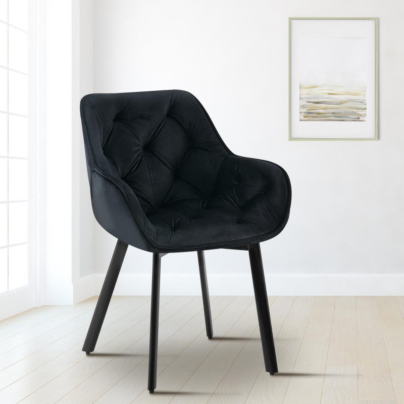 Chaise de salle à manger Antigo en velours noir