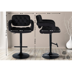 Tabouret de bar Dublin en velours noir