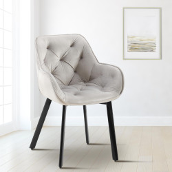 Chaise de salle à manger Antigo velours gris