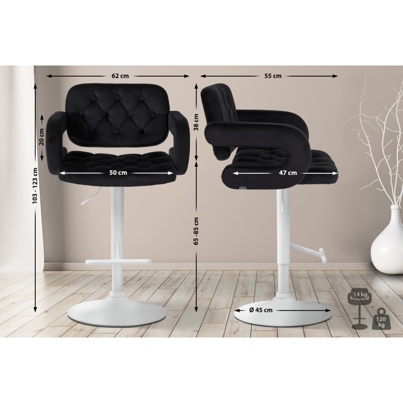Tabouret de bar Dublin en velours noir