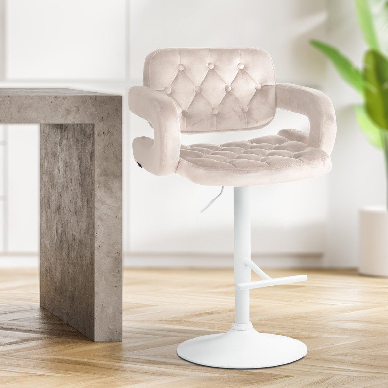 Tabouret de bar Dublin en velours crème