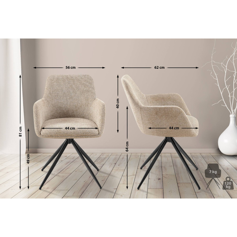 Chaise de salle à manger Olema, tissu taupe