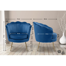 Chaise en velours Rosita bleu