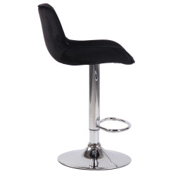 Lot de 2 tabourets de bar Lentini en velours chromé noir